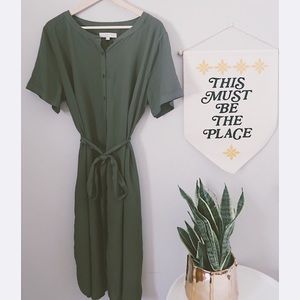 LOFT Tie Waist Shirt Dress